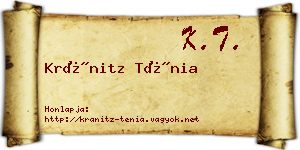 Kránitz Ténia névjegykártya